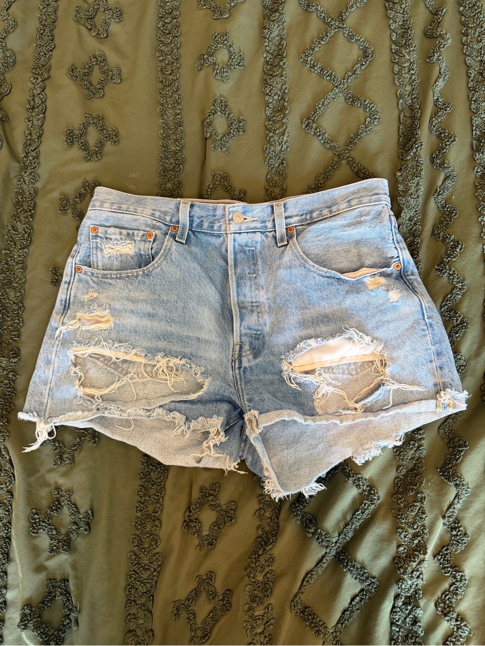 Light Blue Distressed Denim Women's Shorts
